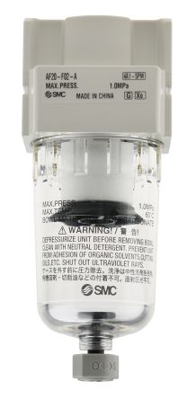 Фильтр SMC AF series 5 μm 1/4 in G 1.5 Mpa Пневматический 500 L/min макс с ручным дренажом