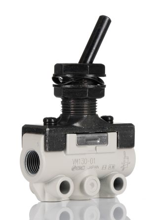 SMC Пневматический ручной управляющий клапан с рычагом VM100 Серия, NPT, Rc R 1/8, III B