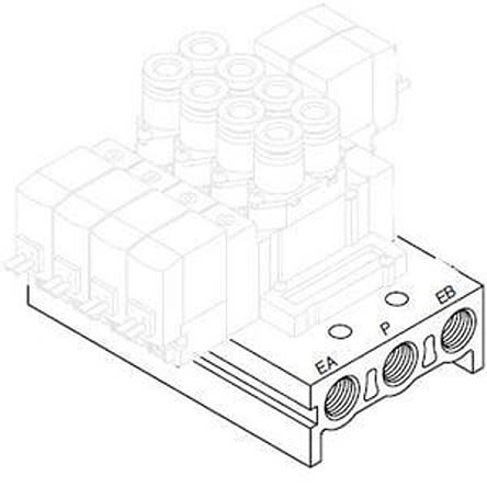 SMC Серия SY5000 4 станции G, NPT, Rc, NPTF Манифольд для Использования с 5 Портовым Электромагнитным Клапаном